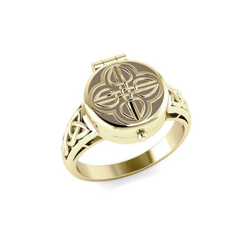 Celtic Knotwork 14 Karat Solid Gold Poison Ring GTR1638 - Jewelry